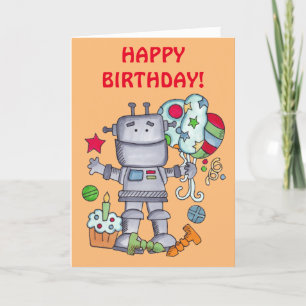 Birthday Robot Card Dankeskarte