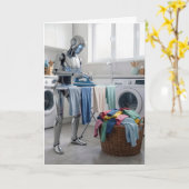 Birthday Robot Ironing Clothes Karte (Gelbe Blume)
