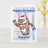 Birthday Robot Karte (Gelbe Blume)