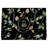 Birthday Romantic Black Pink Klee Blume Große Geschenktüte (Vorderseite)