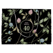 Birthday Romantic Black Pink Klee Blume Große Geschenktüte (Rückseite)