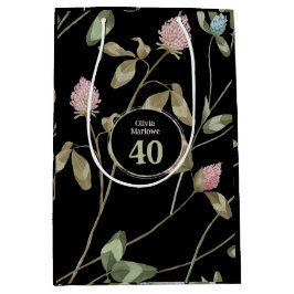 Birthday Romantic Black Pink Klee Blume Mittlere Geschenktüte