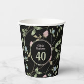 Birthday Romantic Black Pink Klee Blume Pappbecher (Vorderseite)