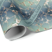 Birthday Romantische Rose Blau Geschenkpapier (Rolleneckpunkt)