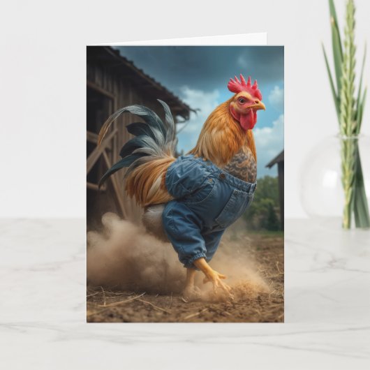 Birthday Rooster auf einem Dusty Bauernhof Karte (Vorderseite)