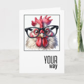 Birthday Rooster Tragen große Brille Karte (Vorderseite)