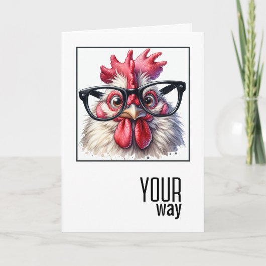 Birthday Rooster Tragen große Brille Karte (Vorderseite)