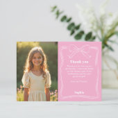 Birthday Rosa Foto Dankeskarte (Stehend Vorderseite)