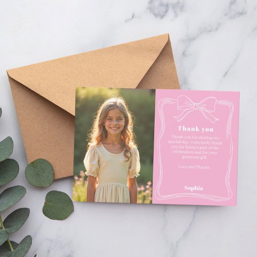 Birthday Rosa Foto Dankeskarte