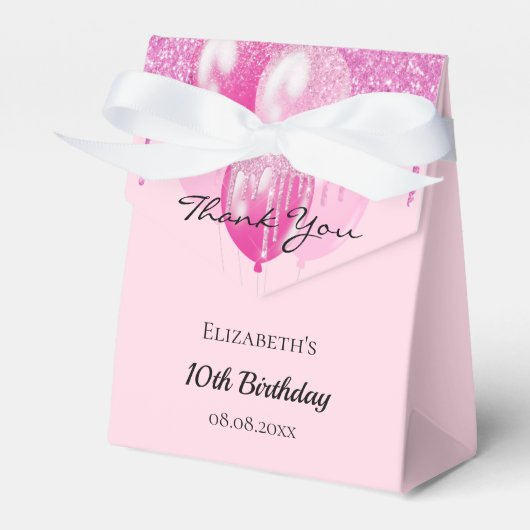 Birthday Rosa Glitzer Tropfen Ballons Mädchen Geschenkschachtel (Vorderseite)