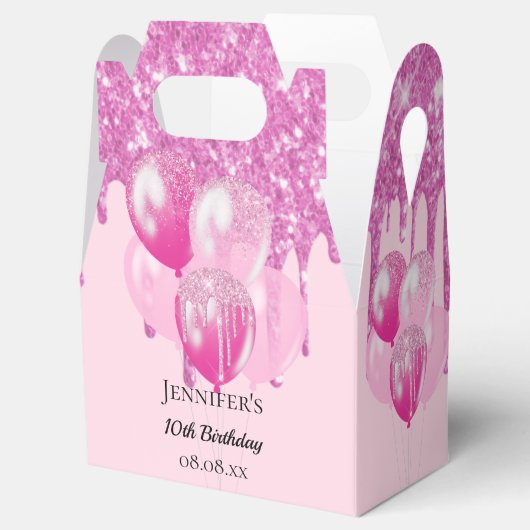 Birthday Rosa Glitzer Tropfen Ballons Mädchen Geschenkschachtel (Geöffnet)