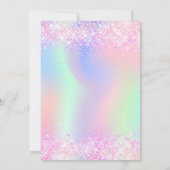 Birthday rosa lila Glitzer blumenholografisch Einladung (Rückseite)