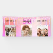 Birthday rosa lila Glitzer Tropfen willkommen Banner (Horizontal)
