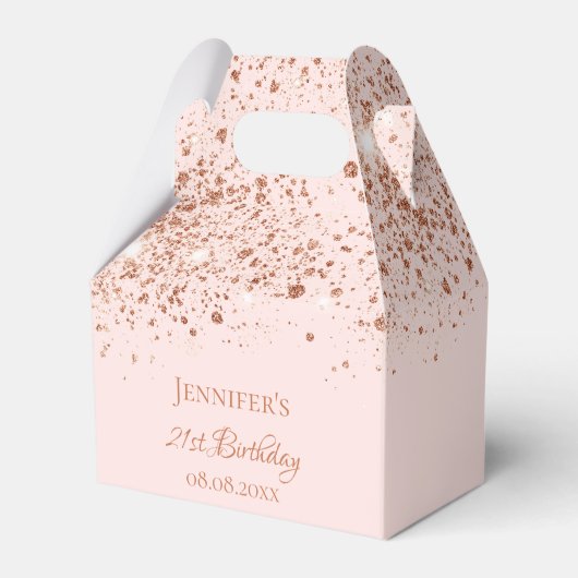 Birthday Rosa Rosa Gold Glitzer Name Vielen Dank Geschenkschachtel (Rückseite)