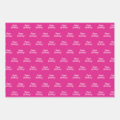 Birthday Rosa Weiß Geschenkpapier Set (Vorderseite)