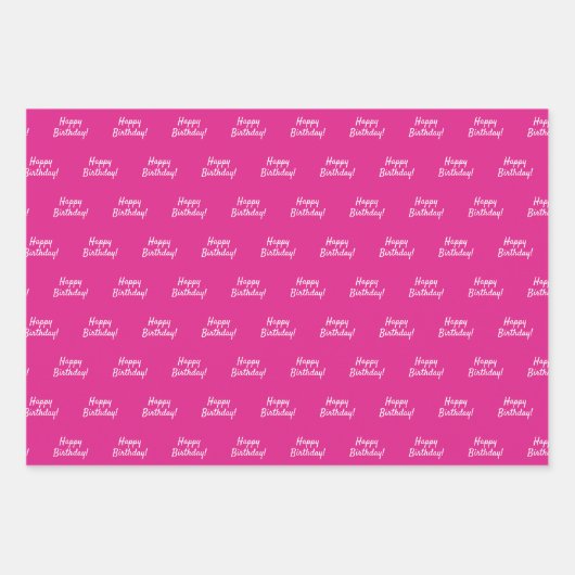 Birthday Rosa Weiß Geschenkpapier Set (Vorderseite)