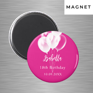 Birthday Rosa Weißballons Party Magnet