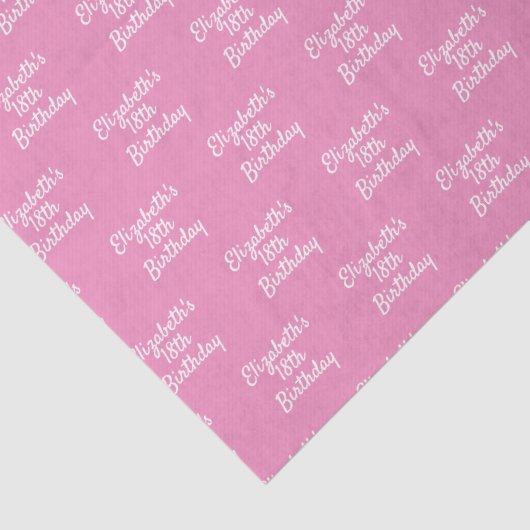 Birthday rosa weiße Name mädchenhaft Seidenpapier (Detail)