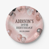 Birthday Rose Gold Balloons Pappteller (Vorderseite)