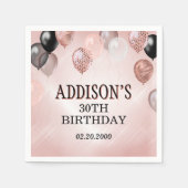 Birthday Rose Gold Balloons Serviette (Vorderseite)