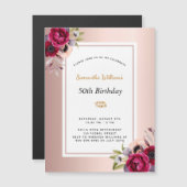 Birthday Rose gold bordeauxfarbener Magnet (Vorne/Hinten)