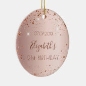 Birthday Rose gold errush Glitzer Name Keramik Ornament (Rechts)