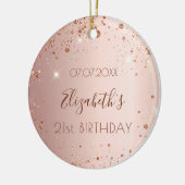Birthday Rose gold errush Glitzer Name Keramik Ornament (Links)