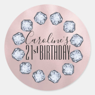 Birthday Rose Gold Glas Textur Runder Aufkleber