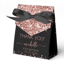 Birthday Rose Gold Glitzer Monogram Vielen Dank
