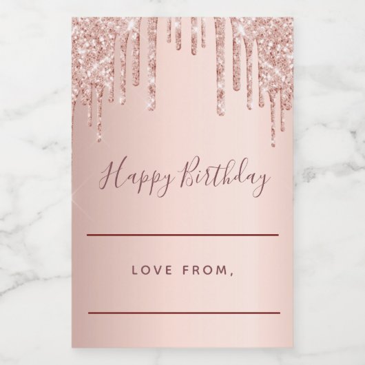 Birthday Rose Gold Glitzer Rosa Funkeln hausgemach Lebensmitteletikett (Einzelnes Label)