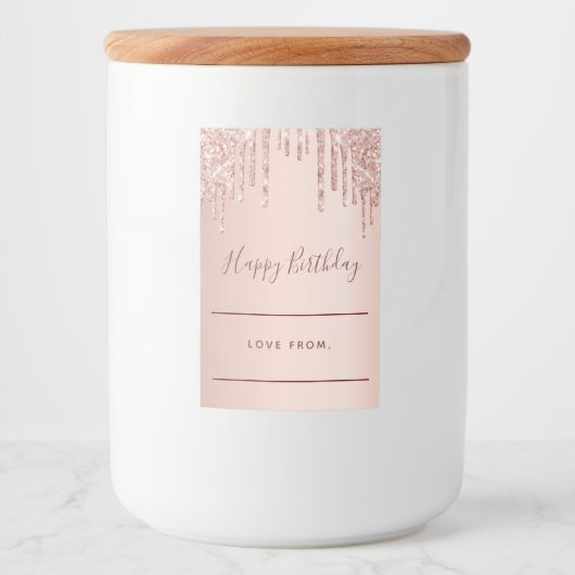 Birthday Rose Gold Glitzer Rosa Funkeln hausgemach Lebensmitteletikett (Vorderseite)