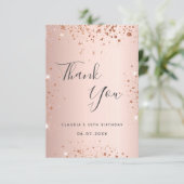 Birthday Rose Gold Glitzer Staub-Skript Dankeskarte (Stehend Vorderseite)