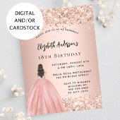 Birthday Rose Gold Konfetti Prinzessin Kleid Einladung