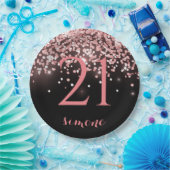 Birthday Rose Gold Rosa Glitzer Glam 21. Pappteller (Party)