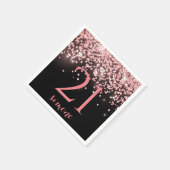 Birthday Rose Gold Rosa Glitzer Glam 21. Serviette (Ecke)