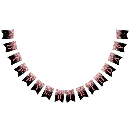 Birthday Rose Gold Rosa Glitzer Glam 21. Wimpelkette (Alle)
