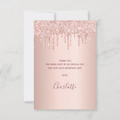 Birthday Rose Gold Rosa Glitzer luxuriös Dankeskarte (Rückseite)