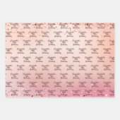 Birthday Rose Gold Rosa Konfetti Name Geschenkpapier Set (Vorderseite)