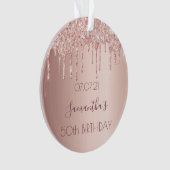 Birthday Rose Gold Rose Glitzer Tropfen Ornament (Vorderseite)