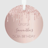 Birthday Rose Gold Rose Glitzer Tropfen Ornament (Rückseite)