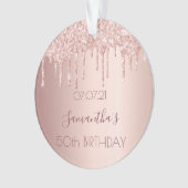 Birthday Rose Gold Rose Glitzer Tropfen Ornament (Vorderseite)
