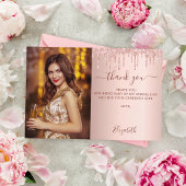 Birthday Rose Gold Rose Tropfen Foto Dankeskarte