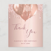 Birthday Rose gold rot Glitzer Dank Budget Flyer (Vorne)