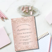 Birthday Rose gold-rot Glitzer Magnet Einladung