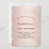 Birthday Rose gold Schwarz Glitzer Luxus Einladung (Vorderseite)