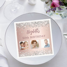 Birthday Rose Gold Silber Konfetti Foto
