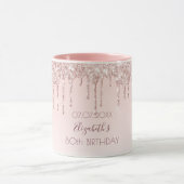 Birthday Rose Goldblume Glitzer Tropfen Name Tasse (Zentrum)