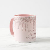 Birthday Rose Goldblume Glitzer Tropfen Name Tasse (Vorderseite Links)