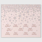 Birthday Rose Goldblush-Diamanten Geschenkpapier (Flach)