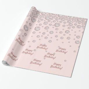 Birthday Rose Goldblush-Diamanten Geschenkpapier